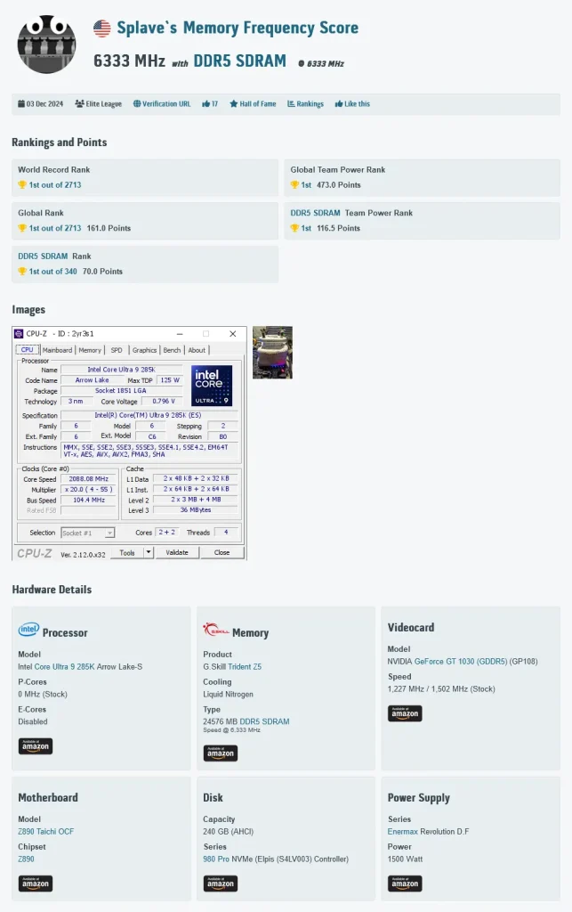G.SKILL x ASRock x Splave DDR5 overclocking world record DDR5 12666 2